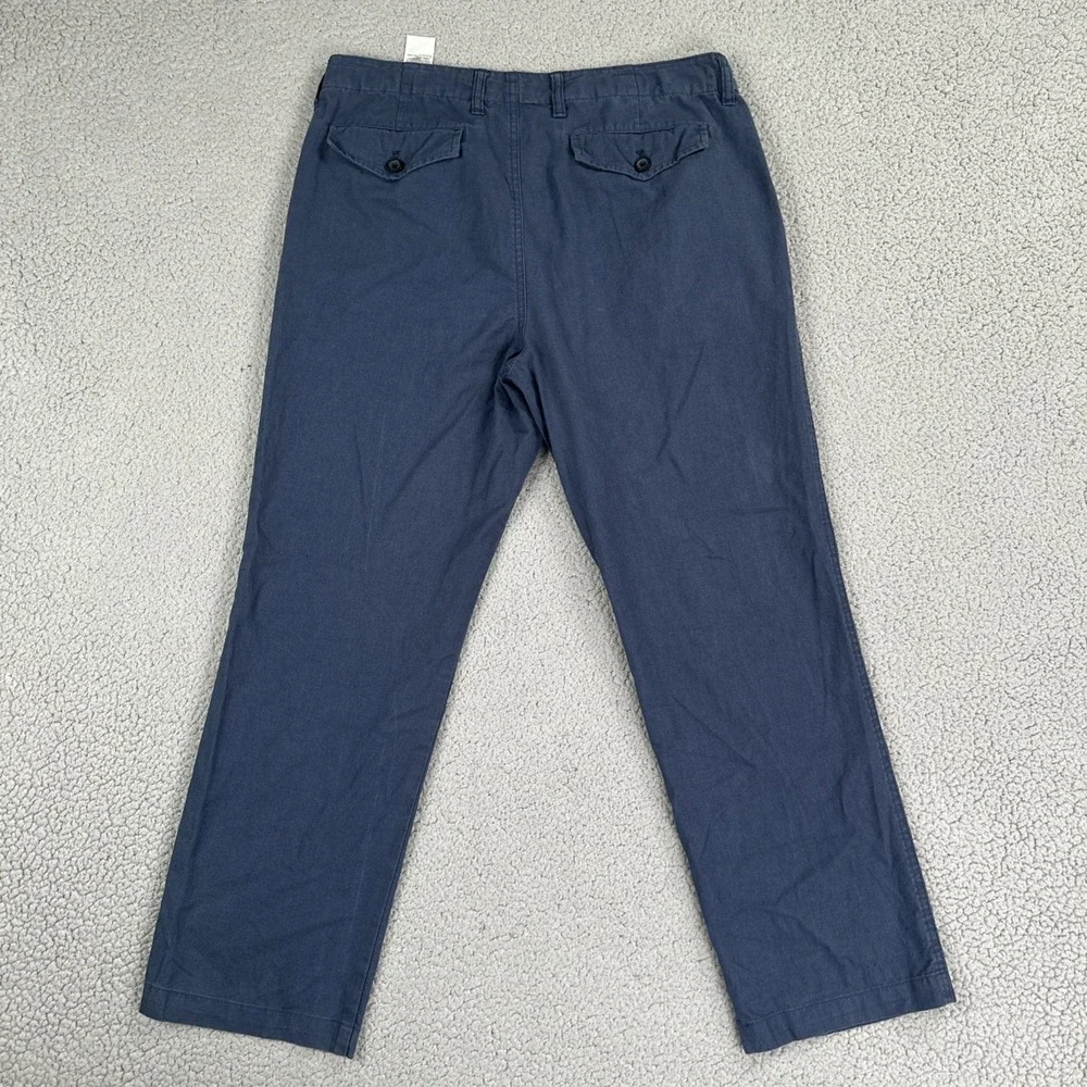 Banana Republic Linen Cotton Pants Men 34x30 Hague Blue Flap Pocket Breathable